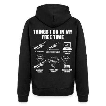 Things I Do In My Free Time Trumpet Leisure - Unisex Premium Organic Zip Hoodie - black - Back - Nico (187cm)