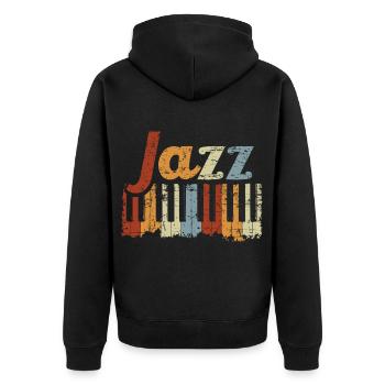Vintage Piano Musical Instrument Jazz Music - Veste à capuche bio Premium Unisexe - noir - Dos - Nico (187cm)