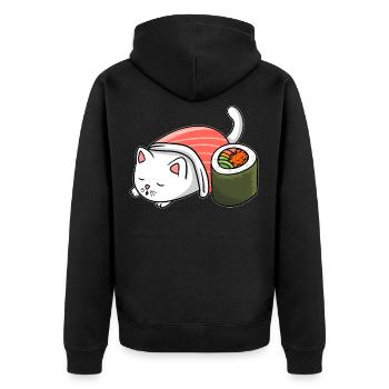 Kawaii Cat Sushi Japon Manga Anime Cat - Veste à capuche bio Premium Unisexe - noir - Dos - Nico (187cm)