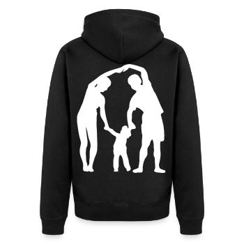 Familie Papa Mama - Unisex Premium Bio Zip Hoodie - Schwarz - Hinten - Nico (187cm)