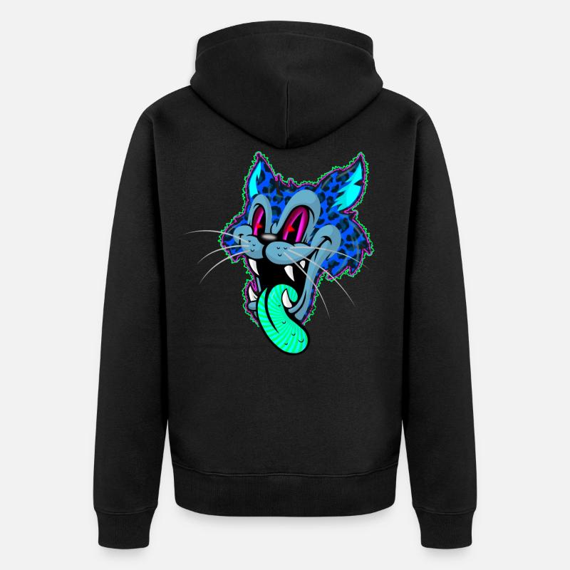 Leopard Comic Psychedelisch - Unisex Premium Bio Zip Hoodie - Schwarz