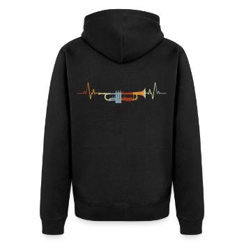 Vintage Trumpet Heartbeat Musical Instrument ECG - Veste à capuche bio Premium Unisexe - noir - Dos - Nico (187cm)