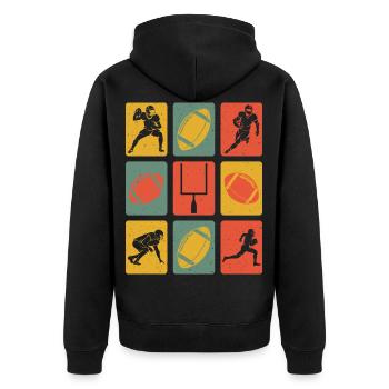 Retro American Football - Unisex Premium Organic Zip Hoodie - black - Back - Nico (187cm)