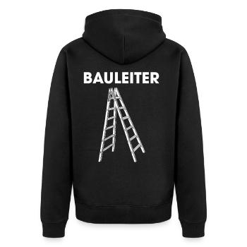 Bauleiter Stehleiter Baustelle Baustellen Leiter - Unisex Premium Bio Zip Hoodie - Schwarz - Hinten - Nico (187cm)