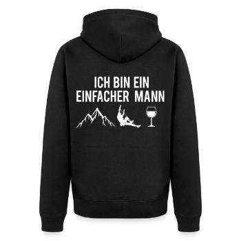 Ich Bin Ein Einfacher Mann Berge Kletterer Wein - Unisex Premium Bio Zip Hoodie - Schwarz - Hinten - Nico (187cm)