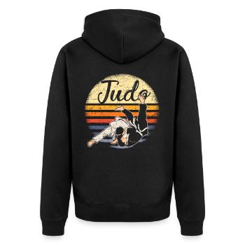 Retro Judo Vintage Judoka Judoist Martial Arts - Unisex Premium Organic Zip Hoodie - black - Back - Nico (187cm)