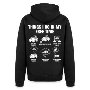 Things I Do In My Free Time Tractor Farmer Rancher - Unisex Premium Bio Zip Hoodie - Schwarz - Hinten - Nico (187cm)