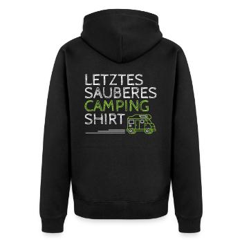 Letztes Sauberes Camping - Unisex Premium Bio Zip Hoodie - Schwarz - Hinten - Nico (187cm)