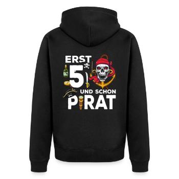5 jähriger Pirat 5. Geburtstag Achtung Ich Bin 5 - Unisex Premium Bio Zip Hoodie - Schwarz - Hinten - Nico (187cm)