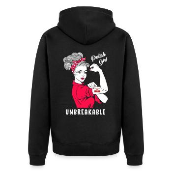 Polish Girl Unbreakable Sarkes Girls Poland - Unisex Premium Organic Zip Hoodie - black - Back - Nico (187cm)