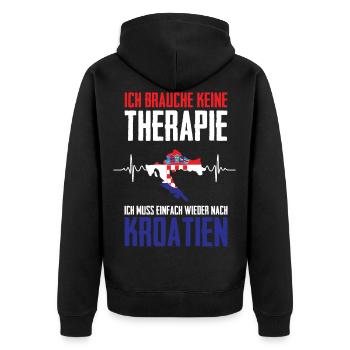 Kroatien Keine Therapie Urlaub Kroatien Herzschlag - Unisex Premium Bio Zip Hoodie - Schwarz - Hinten - Nico (187cm)