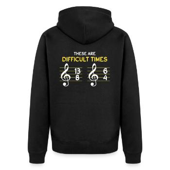 These Are Difficult Times Music Notes Music Note - Unisex Premium Organic Zip Hoodie - black - Back - Nico (187cm)