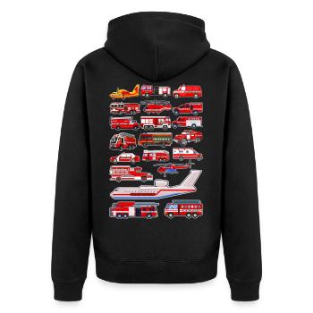 Fire Truck Firefighter Emergency Vehicles - Unisex Premium Organic Zip Hoodie - black - Back - Nico (187cm)