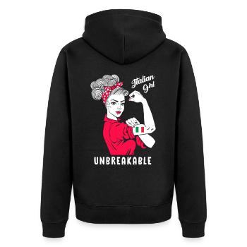 Fille italienne Incassable Femme italienne forte - Veste à capuche bio Premium Unisexe - noir - Dos - Nico (187cm)