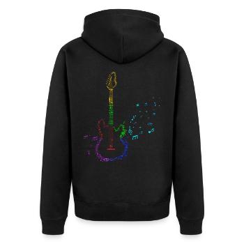 Rétro Guitare électrique Notes de musique Musique Guitare électrique Partitions - Veste à capuche bio Premium Unisexe - noir - Dos - Nico (187cm)
