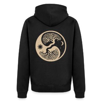 Yin Yang Bonsai Tree Rétro Japanese Zen Bouddhiste - Veste à capuche bio Premium Unisexe - noir - Dos - Nico (187cm)