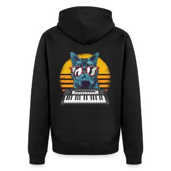 Synthétiseurs analogiques Cat Retro Sunset - Veste à capuche bio Premium Unisexe - noir - Dos - Nico (187cm)