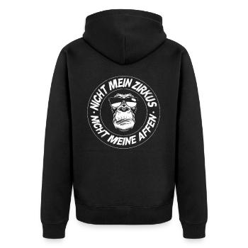 Nicht mein Zirkus nicht meine Affen - Unisex Premium Bio Zip Hoodie - Schwarz - Hinten - Nico (187cm)