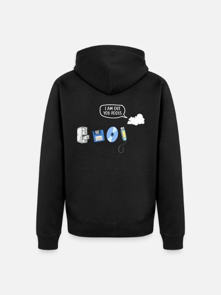 Jeg er ude du fools Funny Data Storage Evolution - Premium økologisk unisex-hættejakke - sort