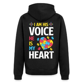 I Am His Voice Autisme Autism Awareness Puzzle - Veste à capuche bio Premium Unisexe - noir - Dos - Nico (187cm)