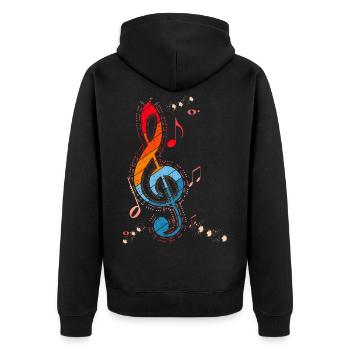 Vintage Musiknote Musiker Musikinstrument Musik - Unisex Premium Bio Zip Hoodie - Schwarz - Hinten - Nico (187cm)