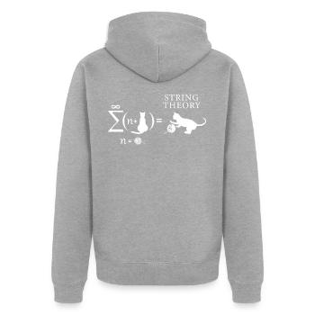String Theory Cat Infinity - Unisex Premium Organic Zip Hoodie - heather grey - Back - Nico (187cm)