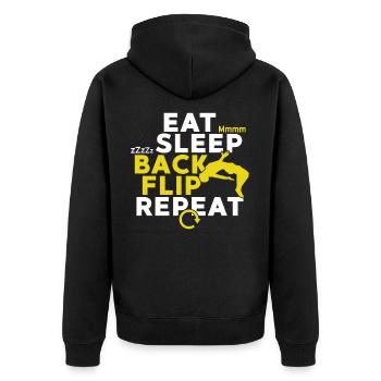 Eat Sleep Backflip Repeat Cascades Trampoline Gym - Veste à capuche bio Premium Unisexe - noir - Dos - Nico (187cm)