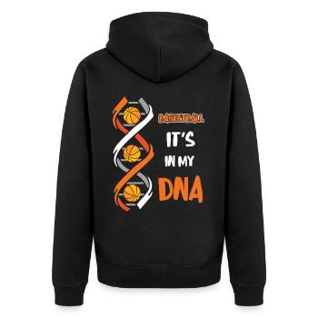 Basketball ist in meiner DNA Basketballspieler - Unisex Premium Bio Zip Hoodie - Schwarz - Hinten - Nico (187cm)