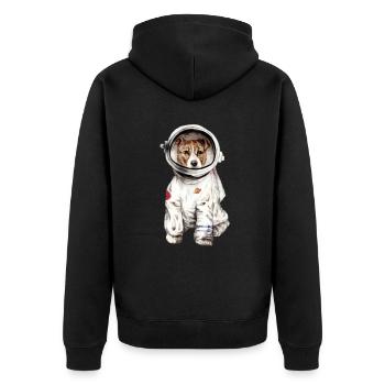Hund in Raumanzug Astronaut Raumfahrt - Unisex Premium Bio Zip Hoodie - Schwarz - Hinten - Nico (187cm)