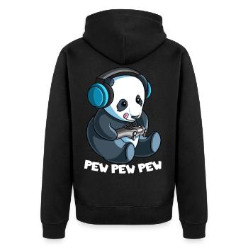 Gaming Panda Pew Video Game Computer Gamer - Unisex Premium Organic Zip Hoodie - black - Back - Nico (187cm)