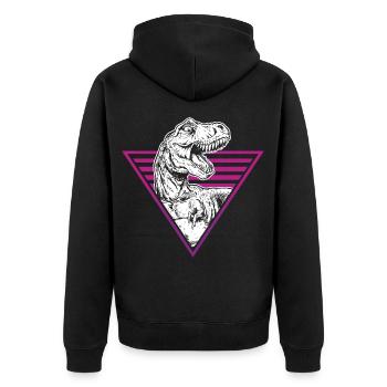 Dinosaurs T Rex Extinct Dinosaurs Vaporwave - Unisex Premium Bio Zip Hoodie - Schwarz - Hinten - Nico (187cm)