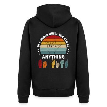 Dans A World Where You Can Be Anything BE KIND - Veste à capuche bio Premium Unisexe - noir - Dos - Nico (187cm)