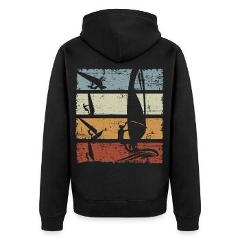 Windsurf Surfer Retro Vintage - Unisex Premium Organic Zip Hoodie - black - Back - Nico (187cm)