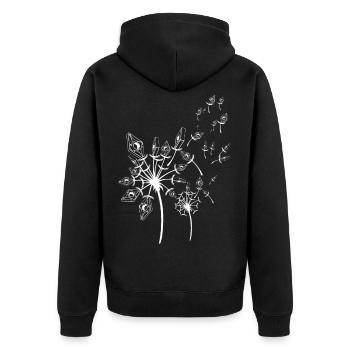 Dandelion Cutting Insert CNC - Unisex Premium Organic Zip Hoodie - black - Back - Nico (187cm)