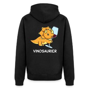 Vinodino Vinosaur Vinosaurus Rex Wine Vino - Unisex Premium Organic Zip Hoodie - black - Back - Nico (187cm)