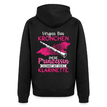 Vergiss Das Krönchen Prinzessin Klarinette - Unisex Premium Bio Zip Hoodie - Schwarz - Hinten - Nico (187cm)
