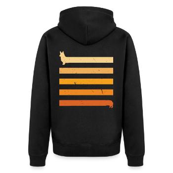 Long Corgi Dog Cardigan Welsh Corgi Dogs - Unisex Premium Organic Zip Hoodie - black - Back - Nico (187cm)