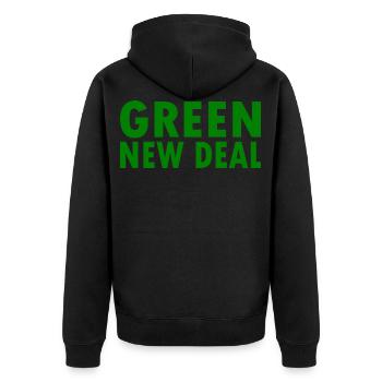 Green new deal - Unisex Premium Bio Zip Hoodie - Schwarz - Hinten - Nico (187cm)