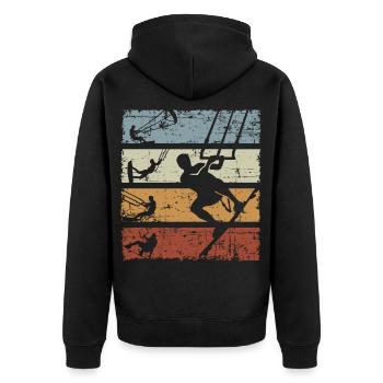 Vintage Kiteboarding - Unisex Premium Bio Zip Hoodie - Schwarz - Hinten - Nico (187cm)