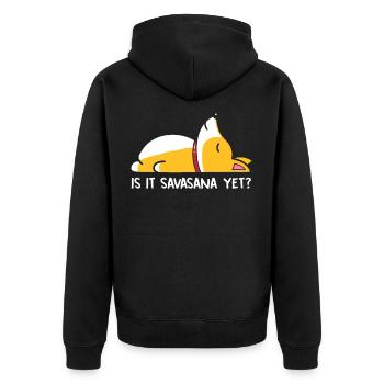 Corgi Yoga Dogs Is It Savasana Yet Meditation - Unisex Premium Organic Zip Hoodie - black - Back - Nico (187cm)