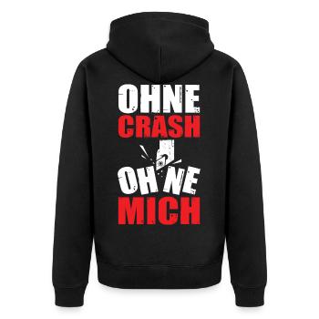 Ohne Crash Ohne Mich Zerspanung Zerspaner Fräser - Unisex Premium Bio Zip Hoodie - Schwarz - Hinten - Nico (187cm)
