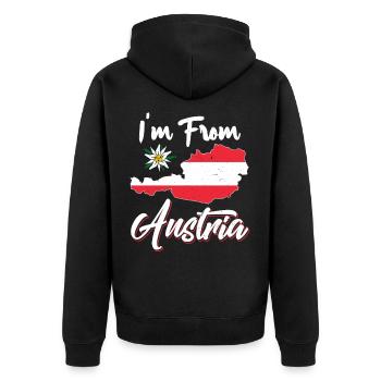 I’m From Austria Flower Country Flag - Veste à capuche bio Premium Unisexe - noir - Dos - Nico (187cm)