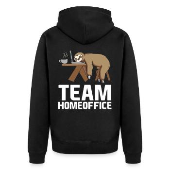 Team Home Office Sleeping Sloth Funny Lazy Sloth - Unisex Premium Organic Zip Hoodie - black - Back - Nico (187cm)