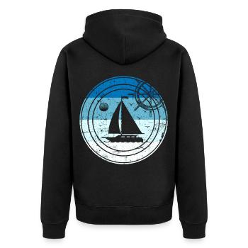 Retro Segelboot - Unisex Premium Bio Zip Hoodie - Schwarz - Hinten - Nico (187cm)