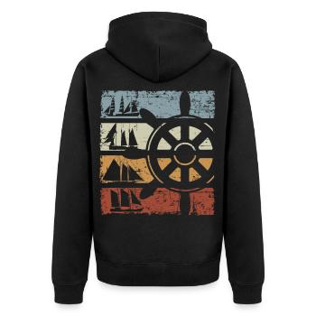 Retro Sailor Vintage - Unisex Premium Bio Zip Hoodie - Schwarz - Hinten - Nico (187cm)