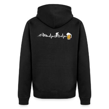 Mountainbike und Bier Herzschlag Fahrrad EKG - Unisex Premium Bio Zip Hoodie - Schwarz - Hinten - Nico (187cm)