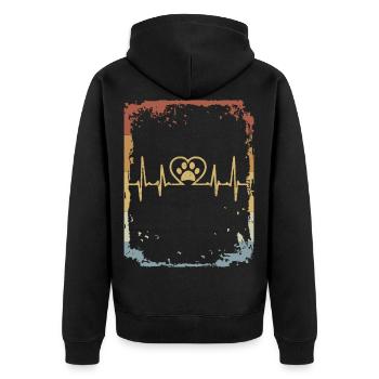 Herzschlag Hund Retro - Unisex Premium Bio Zip Hoodie - Schwarz - Hinten - Nico (187cm)