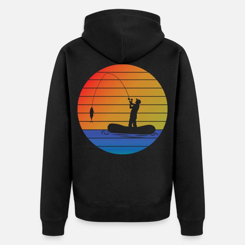Pêcher pêcher rétro pêche pêche pêche - Veste à capuche bio Premium Unisexe - noir