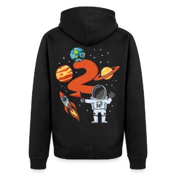Astronaut Geburtstag 2 Jahre - Unisex Premium Bio Zip Hoodie - Schwarz - Hinten - Nico (187cm)