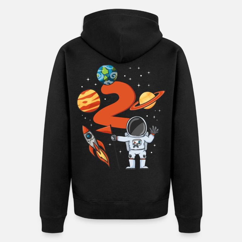 Astronaut anniversaire 2 ans - Veste à capuche bio Premium Unisexe - noir